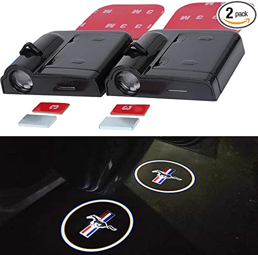 SYAUAWTO 2Pcs LED Car Logo Lights Ghost Light Door Light Projector Welcome Accessories Emblem Lamp for Ford Mustang 2005 2006 2007 2008 2009 2010 2011 2012 2013 2014 2015 2016 2017 2018 2019 2020 All
