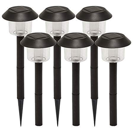 Solar Pathway Lights Outdoor Decorative Garden Light Stakes Waterproof Bright Decorations Warm Soft White LED Landscape Lighting Driveway Markers Stake Lamp for Walkway Outside Yard 6Pack Black