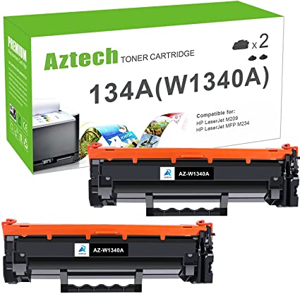 Aztech Compatible Toner Cartridge Replacement for HP 134A W1340A 134X W1340X for HP M209 M209dw M209dwe MFP M234 M234dwe M234dw M234sdwe M234sdn Printer (Black, No Chip, 2-Pack)