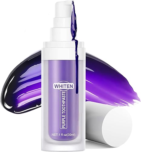 Purple Toothpaste for Teeth Whitening - Instant Brightening Colour Corrector Purple Toothpaste - Colour Corrector Serum for Neutralizes Tooth Stains