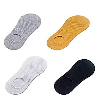 Womens No Show Socks Casual Non-Slide Socks OS Multicolor Thin Socks 4 Pack