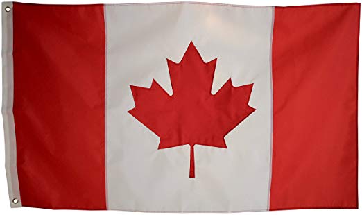 Canadian Flag - 3x5 Foot Outdoor Nylon Banner with Embroidered Maple Leaf and Individually Sewn Panels - UV Fade Resistant Material - Large 3' x 5' Red and White National Flags of Canada
