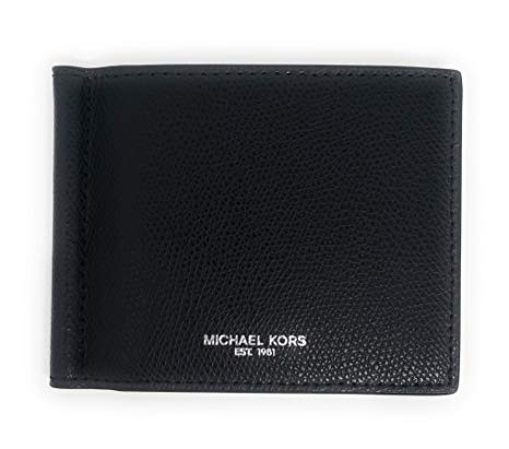 Michael Kors Men's Warren Leather Billfold Bifold Money Clip Wallet Black