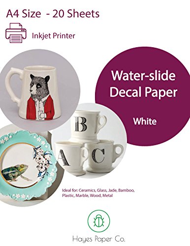 Hayes Paper, Waterslide Decal Paper Inkjet WHITE 20 Sheets Premium Water-Slide Transfer WHITE Printable Water Slide Decals A4 Size