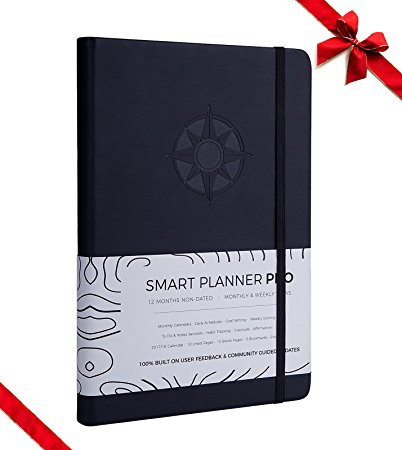 Smart Planner Pro - Best Daily 2018 Planner and Gratitude Journal to Increase Productivity, Time Management & Happiness - Hardcover Daily, Weekly, Monthly Undated - 1 Year Guarantee