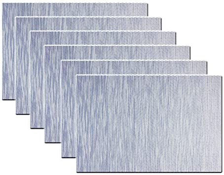 pigchcy Elegant Placemats Thicker Wave Woven Heat-Resistant Placemats Washable Easy to Clean Table Mats for Dining Room and Decor(Set of 6,Blue White)