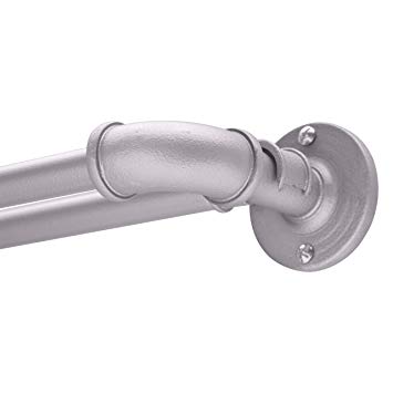 Sun Zero Bronn Wrap Around Window Double Curtain Rod, 36-66", Polished Pewter