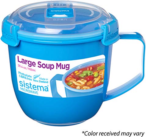 Sistema Large Microwave Soup Mug, 900 ml - Assorted Colours