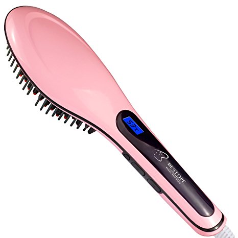 Hair Straightener BESTOPE Hair Straightening Brush with FREE Heat Resistant for Silky Frizz-free Hair Brush (450℉ Max, Support Dual Voltage 110V-220V, Anti-Scald)