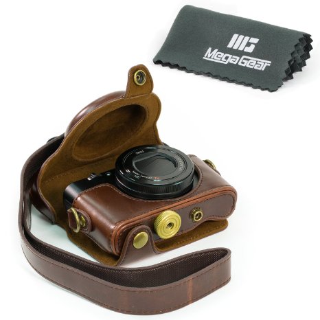 MegaGear Ever Ready Protective Dark Brown Leather Camera Case  Bag for Sony DSC-RX100M II DSC-RX100 III DSC-RX100 IV Digital Camera