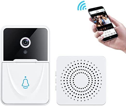 AquaAudio Doorbell Camera Wireless,Smart Video Doorbell Cam Home Intercom HD Night Vision WiFi Rechargeable Security Doorbell Cameras, two-Way Calls,Photo,Recording,APP Control (White)