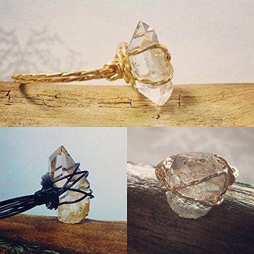 Herkimer Diamond Ring ~ Minimalist Promise Ring ~ April Birthstone, Unique Engagement Ring, Wire Wrapped Raw Stone Jewellery For Her