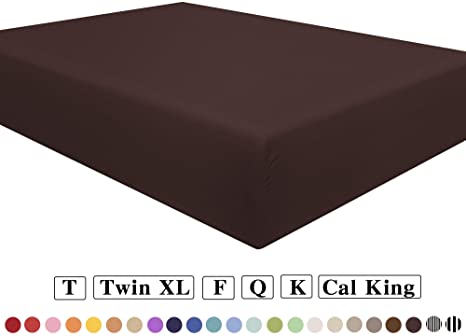 NTBAY Microfiber Queen Fitted Sheet, Wrinkle, Fade, Stain Resistant Deep Pocket Bed Sheet, Chocolate