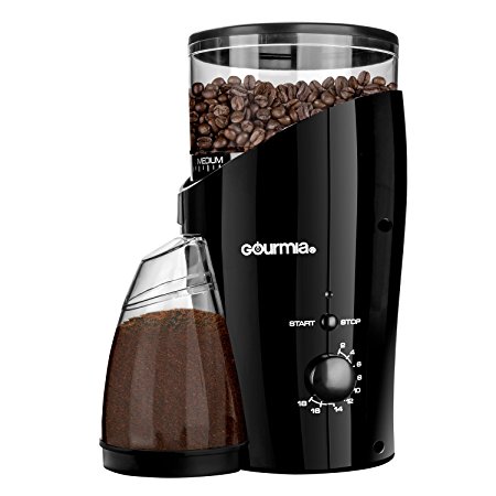 Gourmia GCG185 Electric Burr Coffee Grinder, Heavy Duty Steel Grinding Disc 20 Coarse / Fine Settings, 2-18 Cups