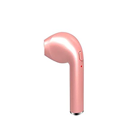 WJM i7 Single Universal Wireless Earphone Bluetooth 4.1 Earphones in-Ear Earbuds with Mic for iPhone and Android - Rose Gold