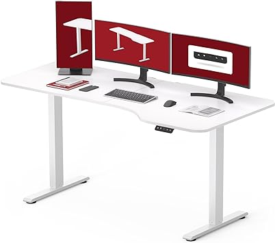 SANODESK QS1 160 x 75 cm Höhenverstellbarer Schreibtisch Elektrisch 2-Fach-Teleskop mit Memory-Steuerung,Schnelle Montage (Weiß)