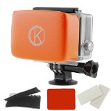 CamKix Floater for GoPro Hero - Removable Float for GoPro Housing Backdoor - Includes Waterproof Adhesive High Quality Waterproof Velcro 1 Pair of Anti-Fog Inserts - Compatible with GoPro Hero 4 3 3 2 1Orange