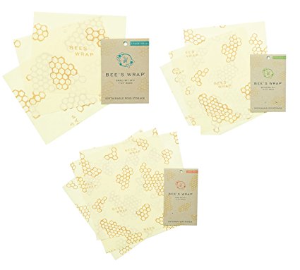 Bee's Wrap Sustainable Food Storage Large Assorted Pack of 9 Reusable Food Wraps
