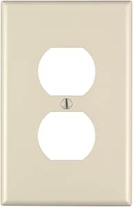 Leviton PJ8-A 1-Gang, 1-Duplex, Midway Nylon Wallplate, Midway Size, Almond, 1 Pack