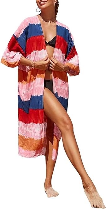 Bsubseach Women's Sexy Fashion Loose Bikini Swimwear Cover Up Long Kimono Cardigan