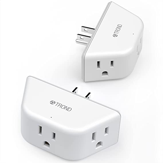 Multi Plug Outlet Extender 2 Pack - TROND Electrical Wall Outlet Splitter, 3 Way Outlet Wall Adapter, Small Multiple Plug Expander for Cruise Ship Home Office Dorm Room Essentials