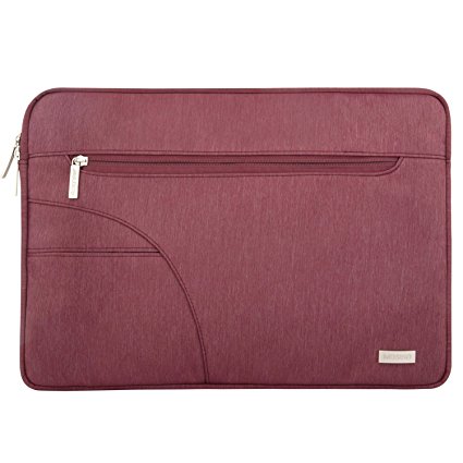 Mosiso Polyester Fabric Laptop Sleeve Carrying Case Cover Protective Bag for 15-15.4 Inch MacBook Pro, Ultrabook Netbook Tablet, Wine Red