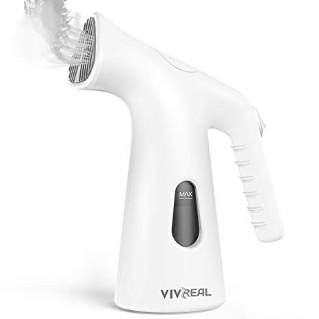 Vivreal Clothes Steamer - 120ml Handheld Garment Steamer for Soft Fabrics & Clothes, Remove Wrinkles/Sterilize/Sanitize/Defrost, Fast Heat-Up, Auto-Off, 100% Safe, Steam Iron for Home Office Travel