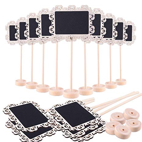 AUSTOR 14 PCS Mini Chalkboard Signs Blackboard with Decorative Boarder and Stand for Weddings Place Cards, Parties, Message Board Signs and Decorating