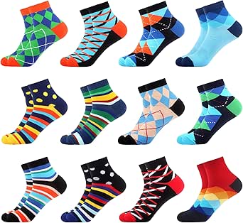 WeciBor Men's Colorful Funny Novelty Cotton Casual Quarter Socks