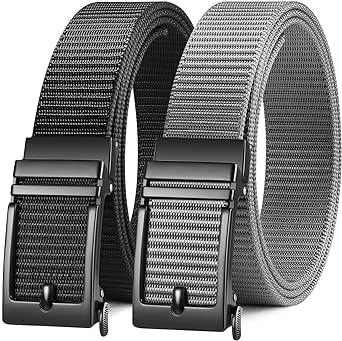 Zitahli Golf Belt 2 Pack, Mens Belt for Jeans, Ratchet Belts for men 1 3/8" Duty Belt Nylon Web Belt with Automatic Buckle