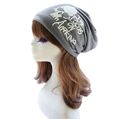 Aivtalk Unisex Mens Womens Winter Warm Ski Hat Skull Print Baggy Beanie Cap Beret Dark Gray