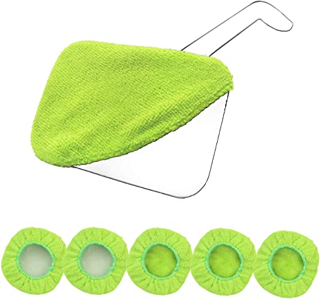 Car Care Replaced Microfiber Clothes for XINDELL Windshield Cleaning Brush Cotton Terry Washable Car Washing Pads - 5 Inch Diameter, Green, 5 Pack (Square)