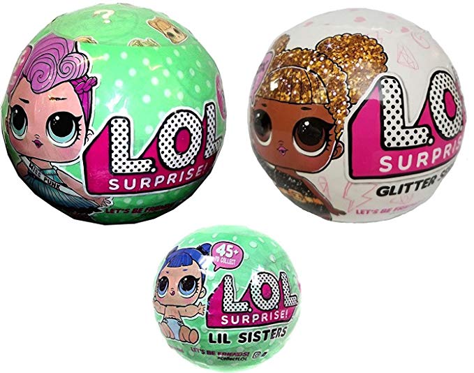 Bundle Lets Be Friends! Miss Punk, Her Lil Sister and Glitter Series - 3 LOL Surprise Dolls