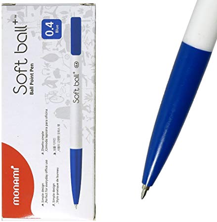 Monami Softball Plus Fine Ball Point Pen 0.4mm [Pack of 24] - Blue