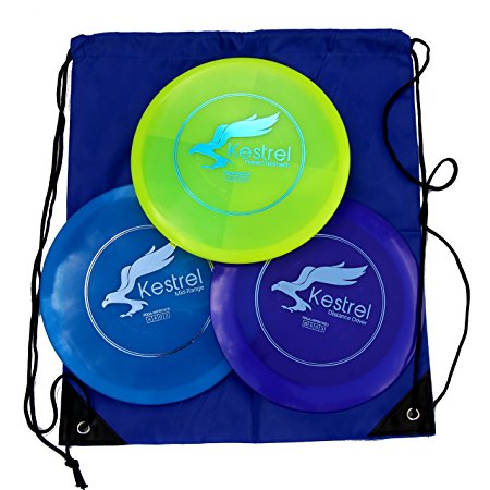 Kestrel Disc Golf Pro Set | 3 Disc Pro Pack Bundle   Bag | Disc Golf Set | Includes Distance Driver, Mid-Range and Putter | Frisbee Golf Set