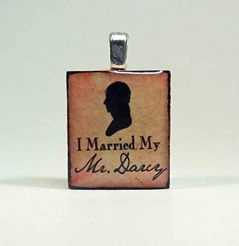 Jane Austen Pride and Prejudice Scrabble Tile Pendant - I Married My Mr. Darcy