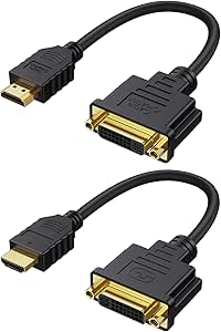 HDMI Male to DVI Female 0.5ft [2 Pack], CableCreation Bi-Directional HDMI Male to DVI-I (24 5) Female Adapter DVI to HDMI 1080P Converter Compatible with PC, TV, TV Box, PS5, Blue-ray, Xbox,Switch