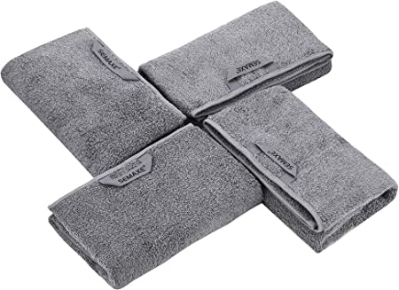 SEMAXE Towel Hand Towels for Bathroom, Absorbent and Soft Long-Staple Cotton Hand Towel Set,Hotel & Spa Quality Towels (Grey, 4 Hand Towels)