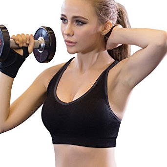 Fittin Racerback Sports Bras - Padded Seamless High Impact Support for Yoga Gym Workout Fitness