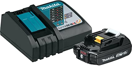 Makita BL1820BDC1 Compact Lithium-Ion Battery and Charger Starter Pack, 18V, Black, 2.0 Ah