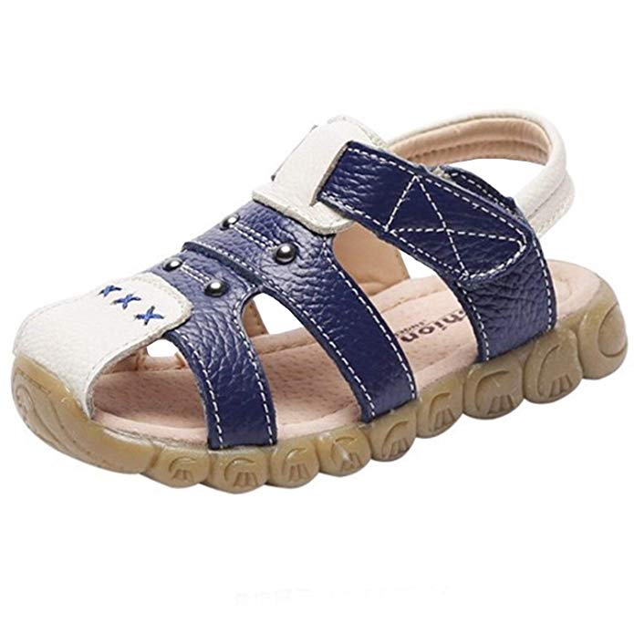 GAXmi Toddler Sandals for Boys Girls Little Kid Baby Closed Leather Fisherman Shoes