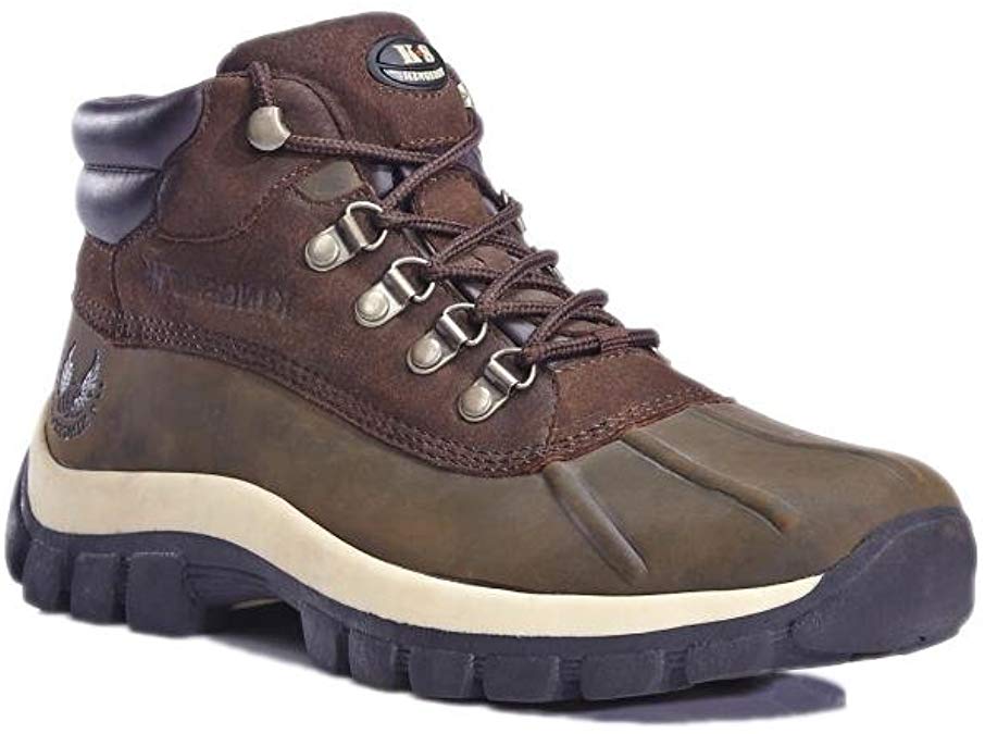 KINGSHOW - Mens Warm Waterproof Winter Leather High Height Snow Boot