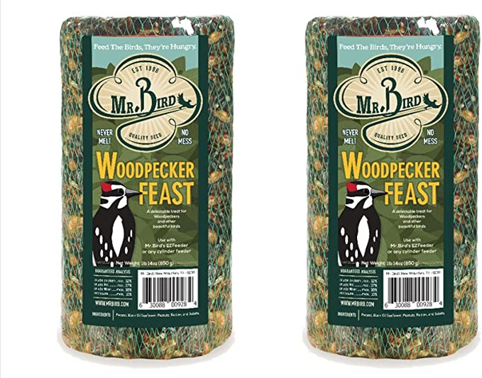 2-Pack of Mr. Bird Woodpecker Feast Small Wild Bird Seed Cylinder 1 lb. 14 oz.