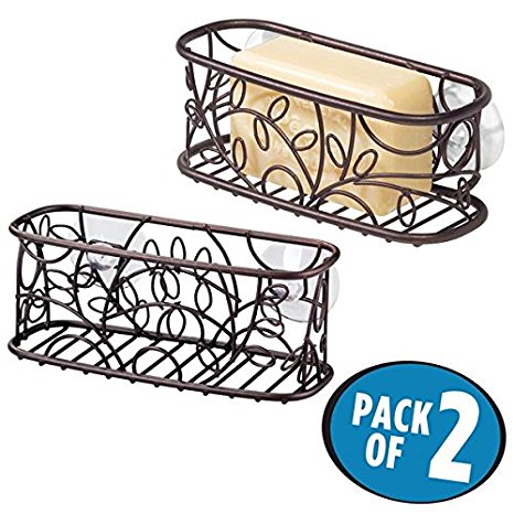 mDesign Kitchen Sink Vine Storage Center for Sponges, Scrub Brushes - Pack of 2, Bronze