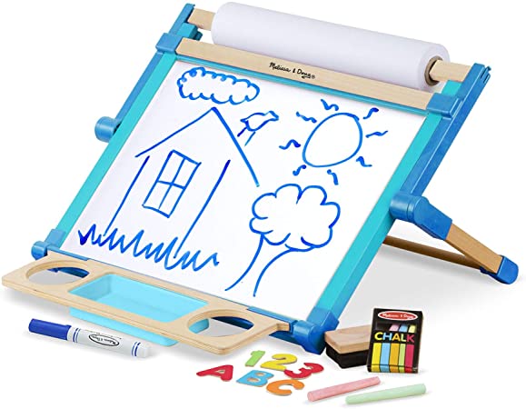 Melissa & Doug Deluxe Double-Sided Tabletop Easel (Arts & Crafts, Sturdy Wooden Construction, 42 Pieces, 44.45 cm H x 52.705 cm W x 6.985 cm L), 12790