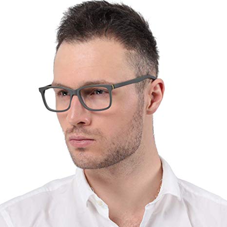 Blue Light Blocking Glasses Men- Computer Eyewear for Deep Sleep - Digital Eye Strain Prevention (Grey/Yellow/Grey)