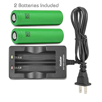 Kastar 18650 Dual Rapid Intelligent Charger & VTC4 Battery (2 Pack), Sony VTC4 Quality Rechargeable 2100mAh (High Drain 30A) Flat Top for Electric Tools, Toys, LED Flashlights and Torch ect.