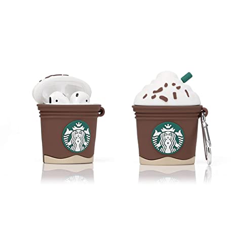 LKDEPO Airpods Silicone Case Funny Cover Compatible for Airpods 1&2 (3D Cartoon Fruit Pattern) (Designed for Kids Girls and Boys) (Starbucks)