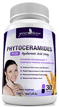 BEST Phytoceramides Plus - Outperforms Phytoceramide Capsules Made From Sweet Potato and Rice Based Alternatives, PATENTED CERAMOSIDES Restores Your Youthful Skin, Reduces Your Wrinkles and Age Spots