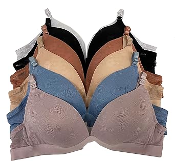 Women Bras 6 Pack of Basic No Wire Free Wireless Bra B Cup C Cup